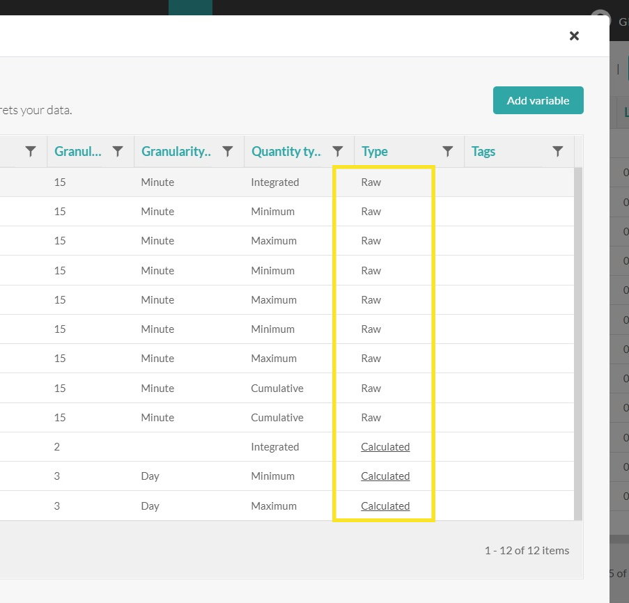 Variables tab